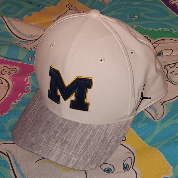 Jordan Michigan Wolverines Flex Stretch Fit Fitted Cap Hat Nike Jumpman - Picture 1 of 3